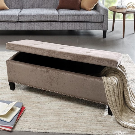 Madison Park Shandra II Tufted Top Storage Bench, Taupe - 18 x 42 x 18 in. FPF18-0197